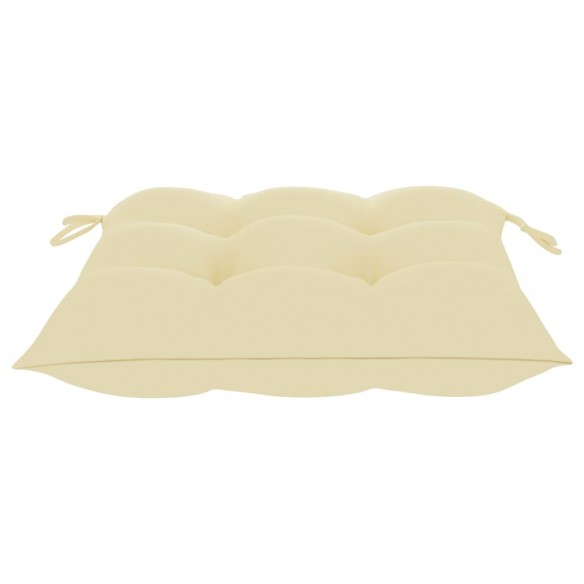 Chaise à bascule avec coussin blanc crème Bois de teck solide