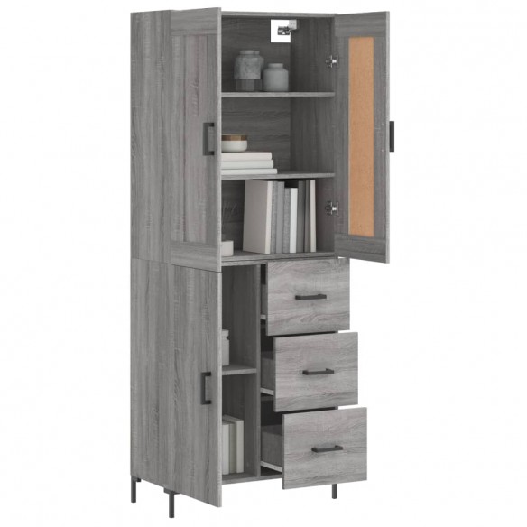 Buffet haut Sonoma gris 69,5x34x180 cm Bois d'ingénierie