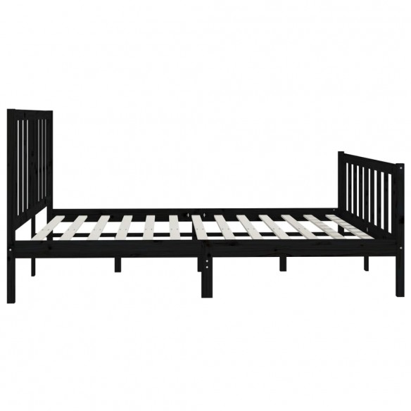 Cadre de lit Noir Bois massif 180x200 cm Super King