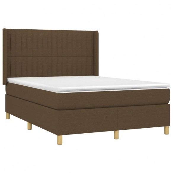 Cadre de lit matelas et LED Marron foncé 140x190 cm