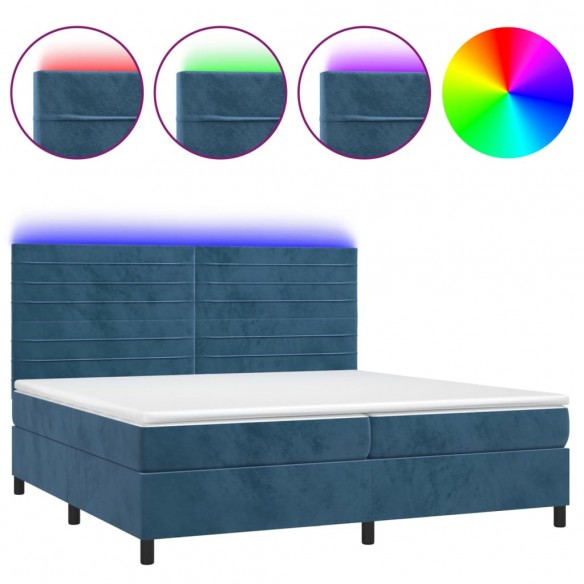 Cadre de lit avec matelas LED Bleu foncé 200x200 cm