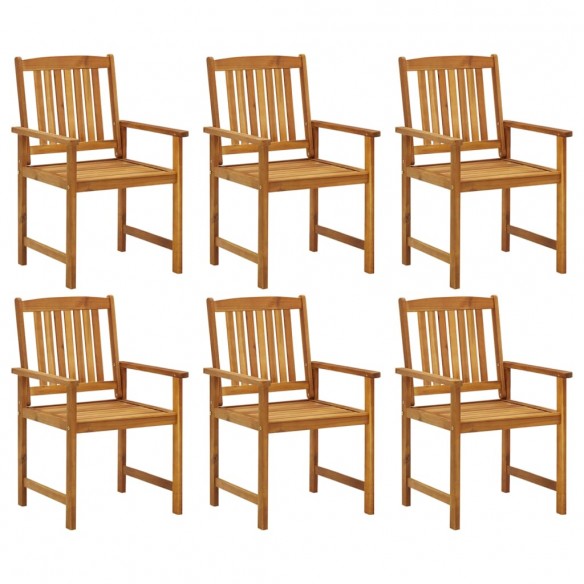 Chaises de jardin avec coussins 6 pcs Bois d'acacia massif