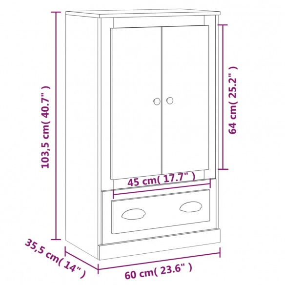 Buffet haut chêne sonoma 60x35,5x103,5 cm bois d'ingénierie