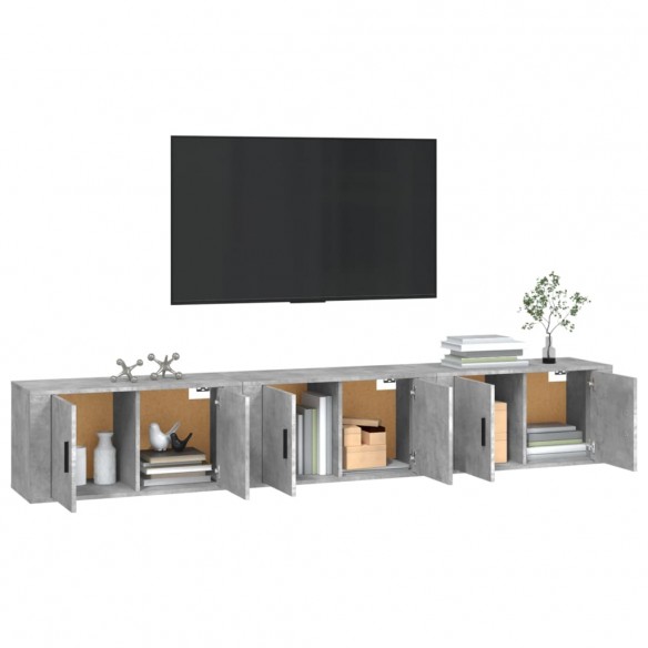 Meubles TV muraux 3 pcs gris béton 80x34,5x40 cm