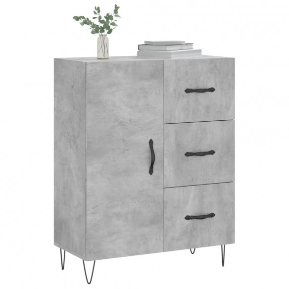 Buffet gris béton 69,5x34x90 cm bois d'ingénierie