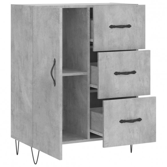 Buffet gris béton 69,5x34x90 cm bois d'ingénierie