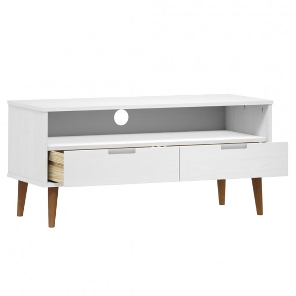 Meuble TV MOLDE Blanc 106x40x49 cm Bois de pin massif