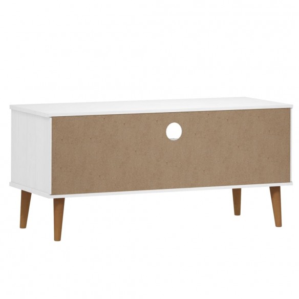 Meuble TV MOLDE Blanc 106x40x49 cm Bois de pin massif