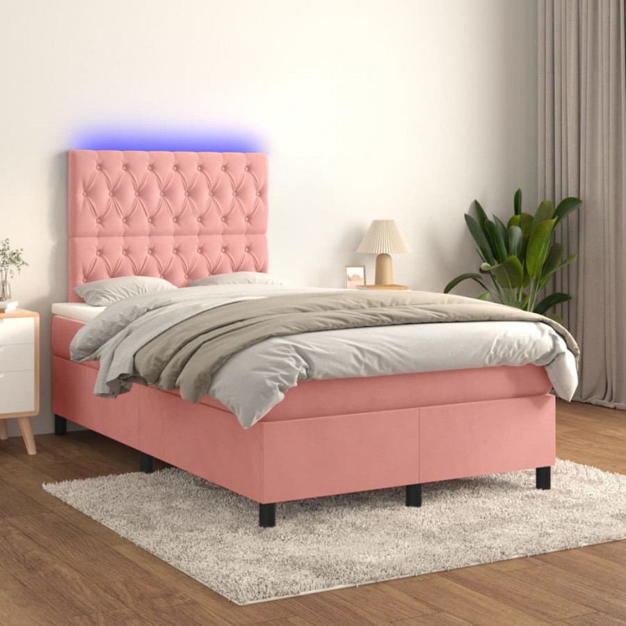 Cadre de lit matelas et LED Rose 120x200 cm Velours