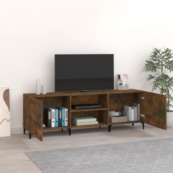 Meuble TV chêne fumé 150x30x50 cm bois d'ingénierie