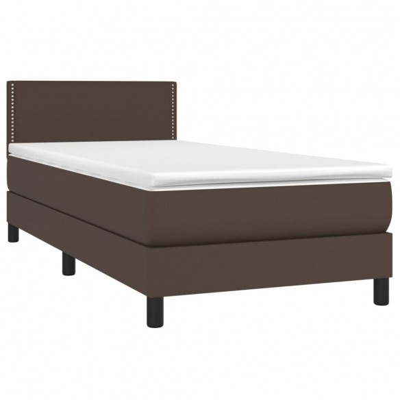 Cadre de lit avec matelas et LED Marron 100x200cm