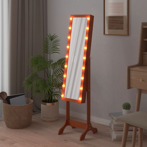 Miroir sur pied blanc avec LED 34x37x146 cm