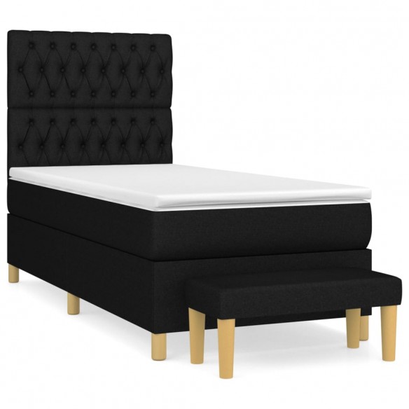 Cadre de lit avec matelas Noir 90x190 cm Tissu