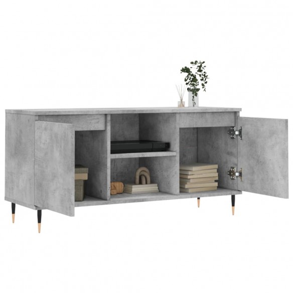 Meuble TV gris béton 104x35x50 cm bois d'ingénierie