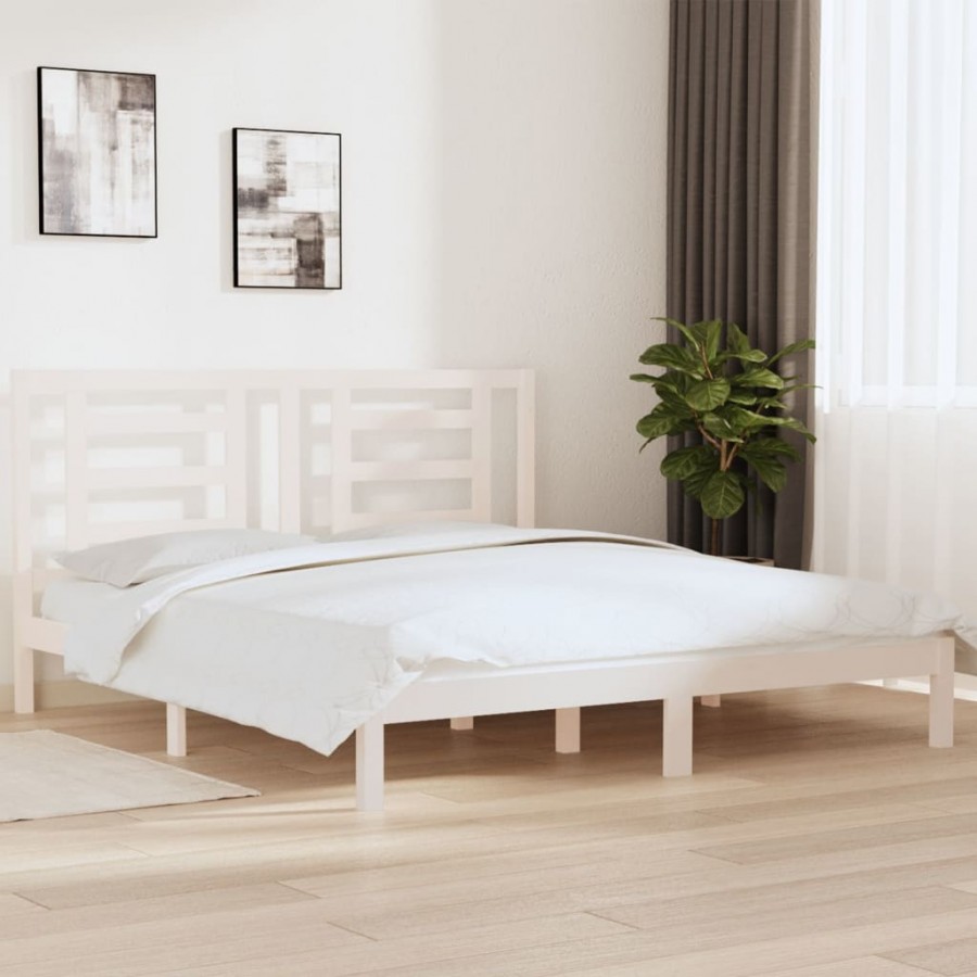 Cadre de lit Blanc Bois massif 180x200 cm Super King