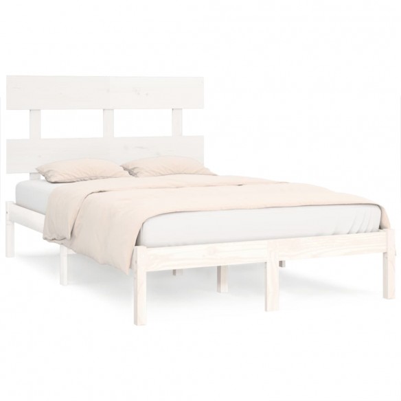 Cadre de lit Blanc Bois massif 135x190 cm Double