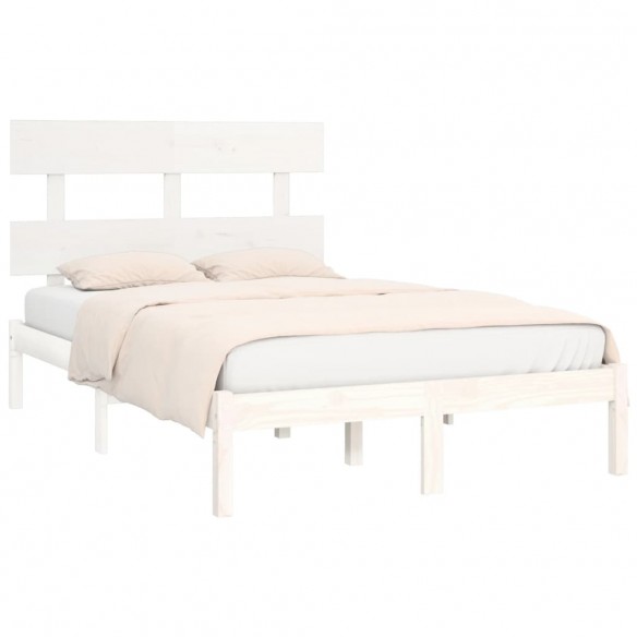 Cadre de lit Blanc Bois massif 135x190 cm Double