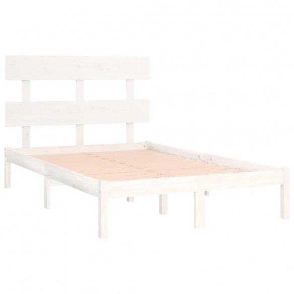 Cadre de lit Blanc Bois massif 135x190 cm Double