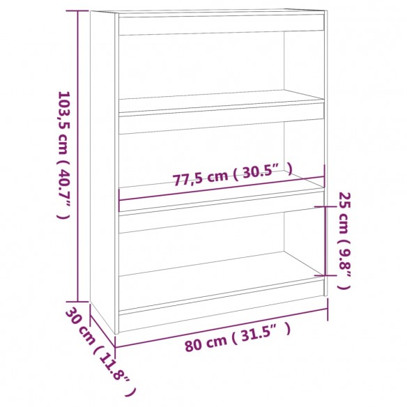 Bibliothèque/Séparateur de pièce Marron miel 80x30x103,5 cm Pin