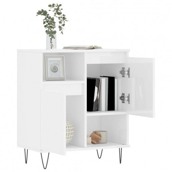 Buffet Blanc brillant 60x35x70 cm Bois d'ingénierie