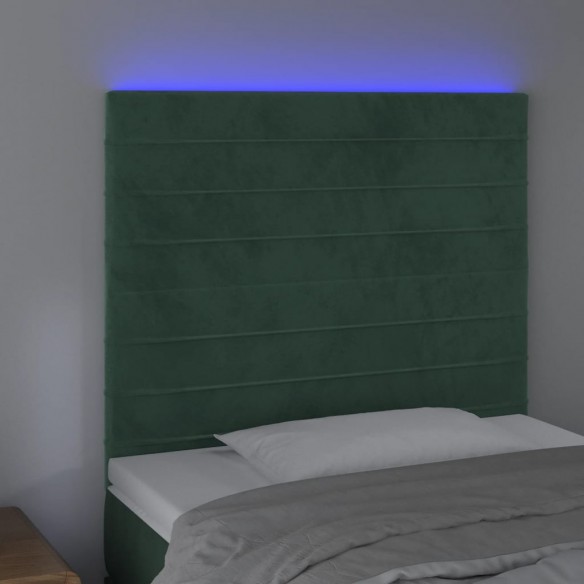 Tête de lit à LED Vert foncé 100x5x118/128 cm Velours