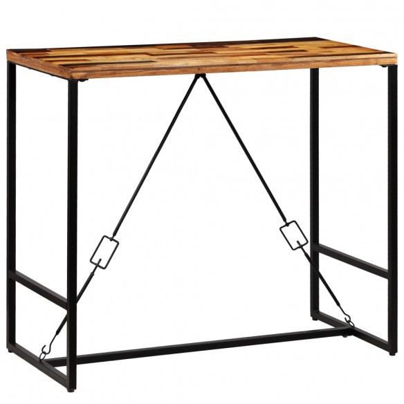 Ensemble de bar 5 pcs Bois massif recyclé et cuir de chèvre