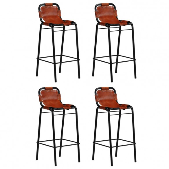 Ensemble de bar 5 pcs Bois massif recyclé et cuir de chèvre