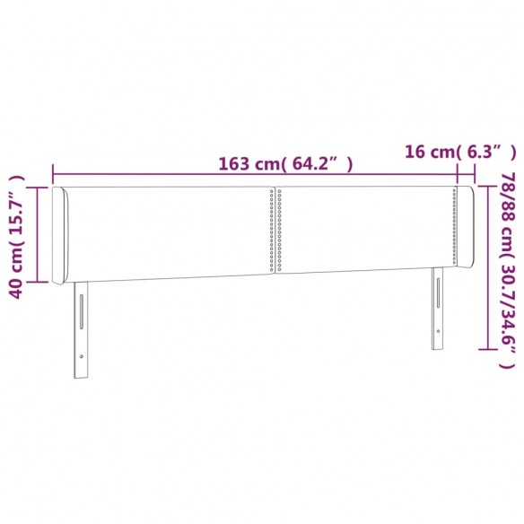 Tête de lit à LED Vert 163x16x78/88 cm Tissu