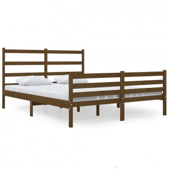 Cadre de lit Marron miel Bois massif 120x190 cm Petit Double