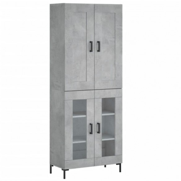 Buffet haut Gris béton 69,5x34x180 cm Bois d'ingénierie