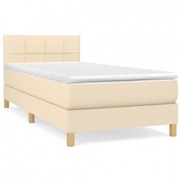 Cadre de lit avec matelas Crème 80x200 cm Tissu