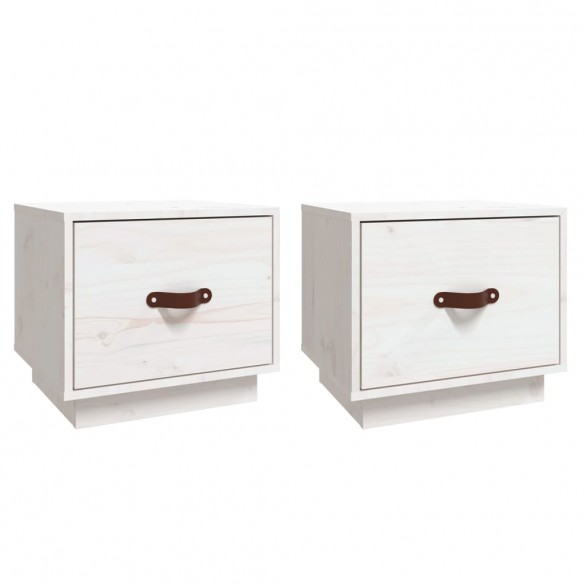 Tables de chevet 2 pcs Blanc 40x34x35 cm Bois de pin massif