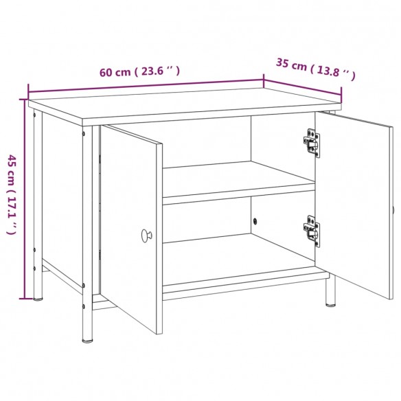 Meuble TV avec portes chêne marron 60x35x45cm bois d'ingénierie