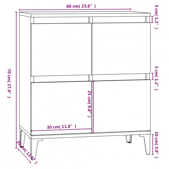 Buffet Chêne marron 60x35x70 cm Bois d'ingénierie