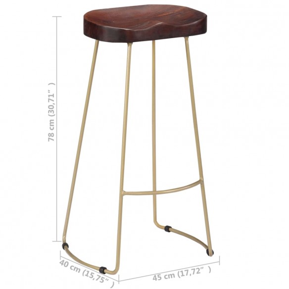 Tabourets de bar Gavin lot de 2 bois de manguier massif