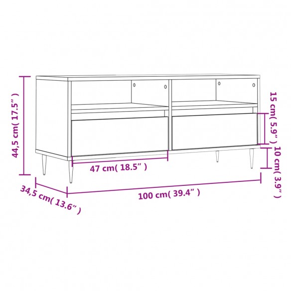 Meuble TV chêne marron 100x34,5x44,5 cm bois d'ingénierie