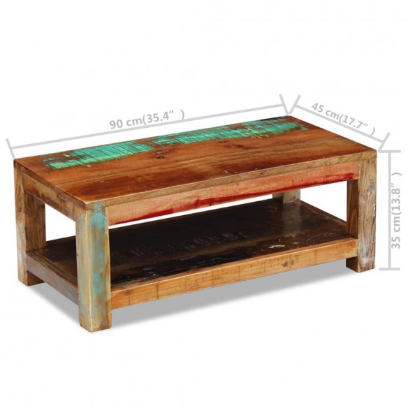 Table basse Bois de récupération massif 90 x 45 x 35 cm