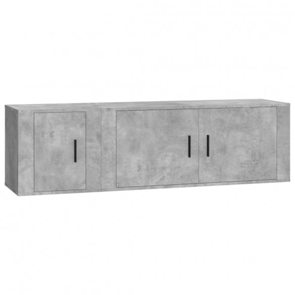 Ensemble de meubles TV 2 pcs gris béton bois d'ingénierie