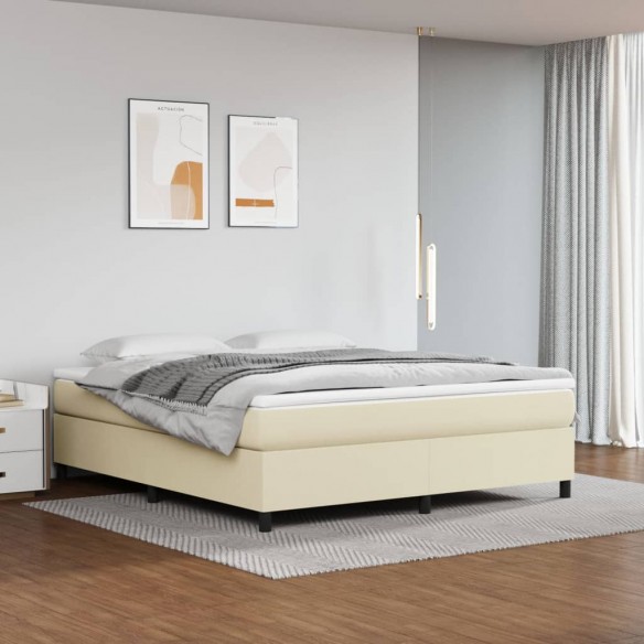 Cadre de lit avec matelas Crème 160x200cm Similicuir