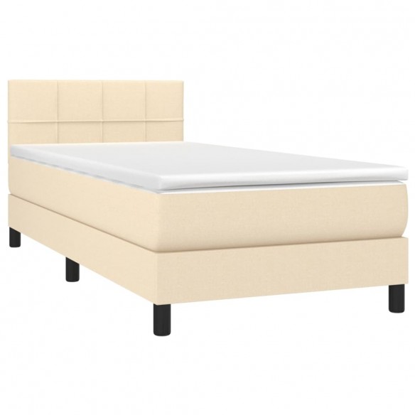 Cadre de lit avec matelas LED Crème 80x200 cm Tissu