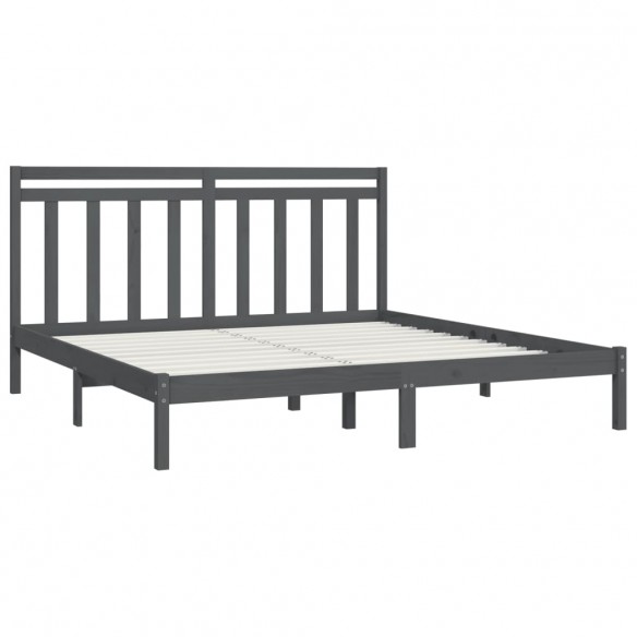 Cadre de lit Gris Bois massif 180x200 cm Super King