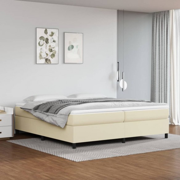 Cadre de lit avec matelas Crème 200x200cm Similicuir