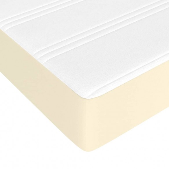 Cadre de lit avec matelas Crème 200x200cm Similicuir