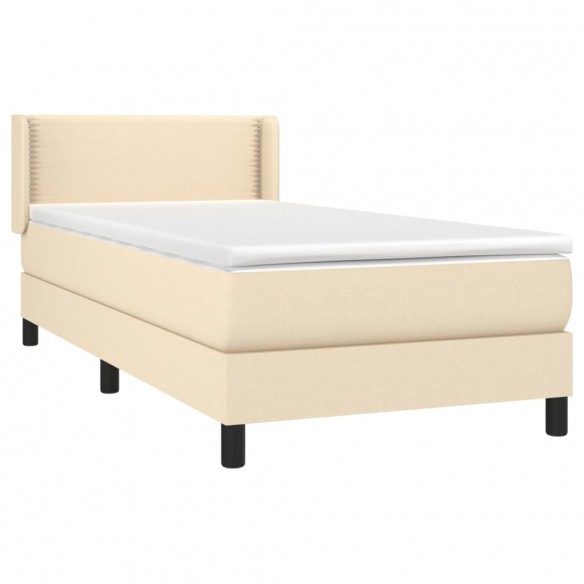 Cadre de lit avec matelas Crème 90x200 cm Tissu