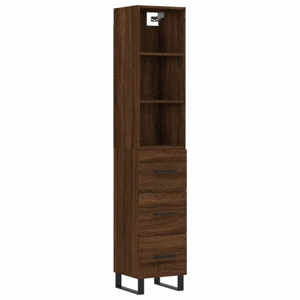 Buffet haut Chêne marron 34,5x34x180 cm Bois d'ingénierie