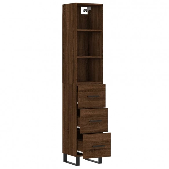 Buffet haut Chêne marron 34,5x34x180 cm Bois d'ingénierie