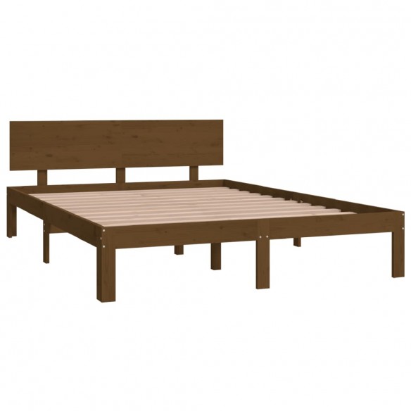 Cadre de lit Marron miel Bois de pin massif 140x200 cm