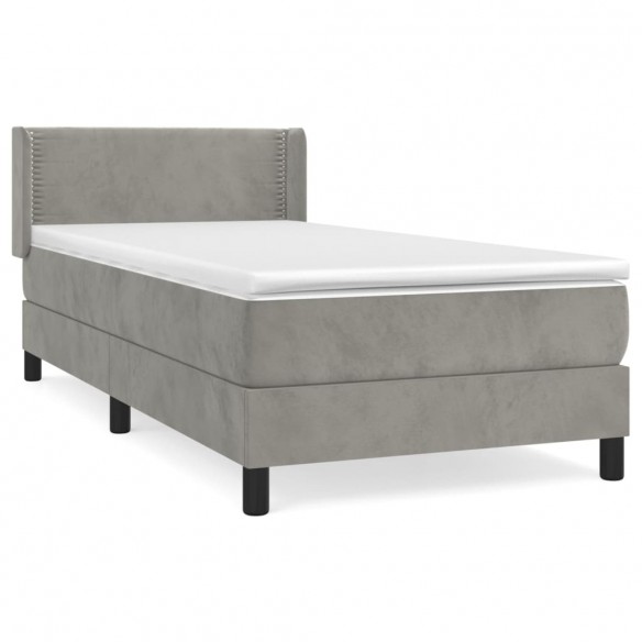 Cadre de lit et matelas Gris clair 80x200 cm Velours