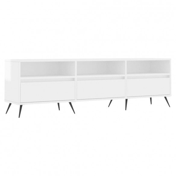 Meuble TV blanc brillant 150x30x44,5 cm bois d'ingénierie