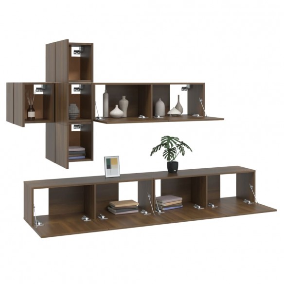 Ensemble de meubles TV 7 pcs Chêne marron Bois d'ingénierie